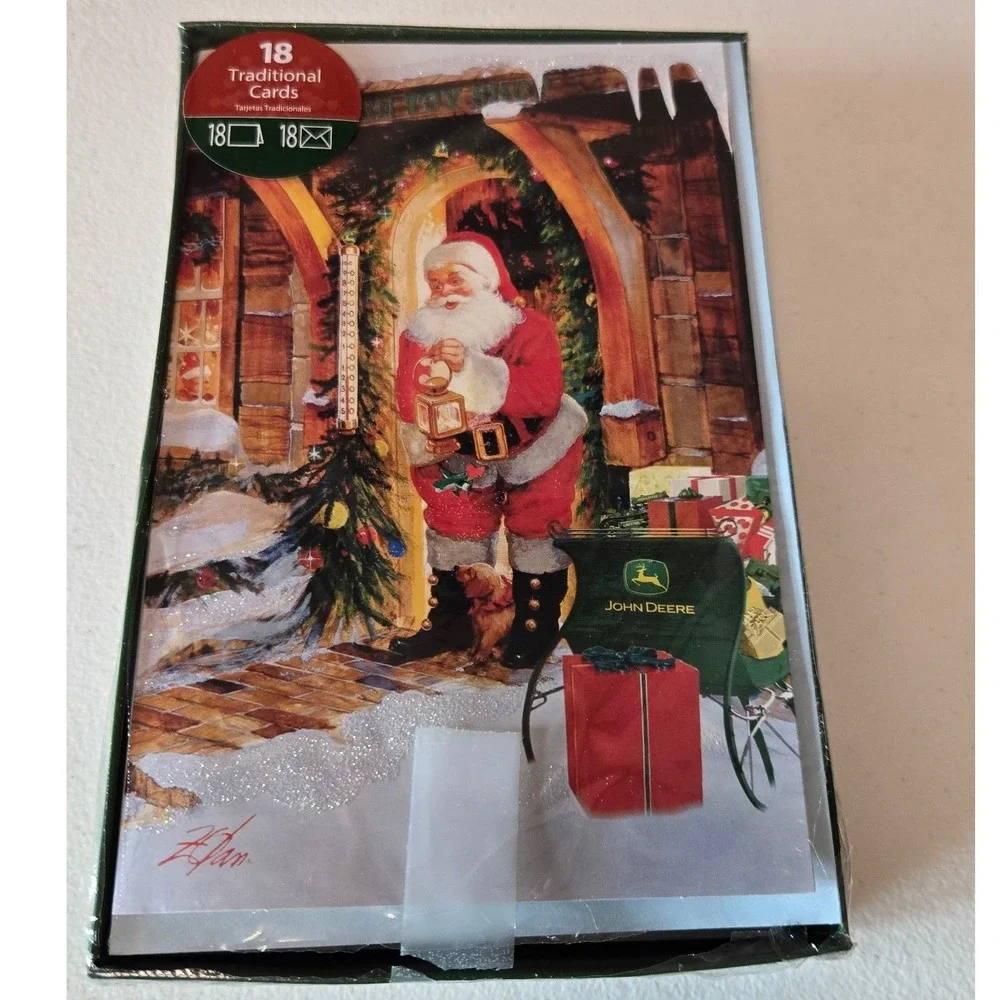 John Deere Donald Zolan Santa Christmas Cards American Greetings Box Set 17/18